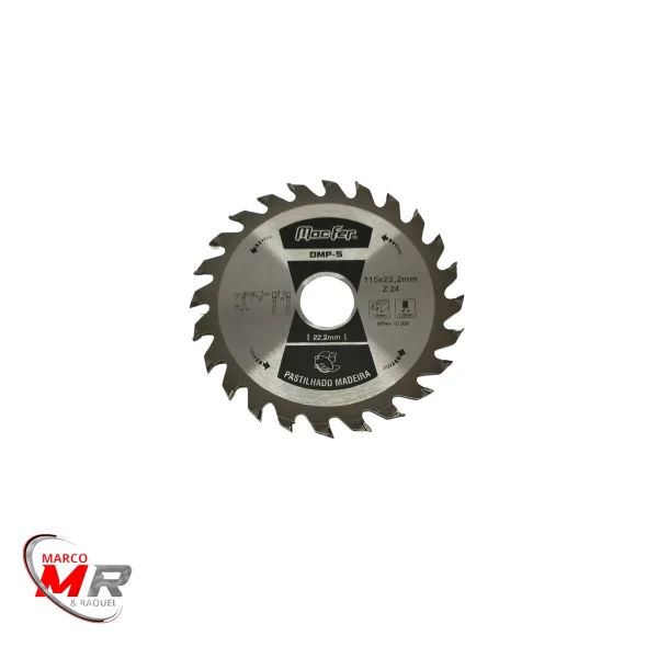 Disco pastilhado para corte de madeira 115 com 24 dentes Macfer.png