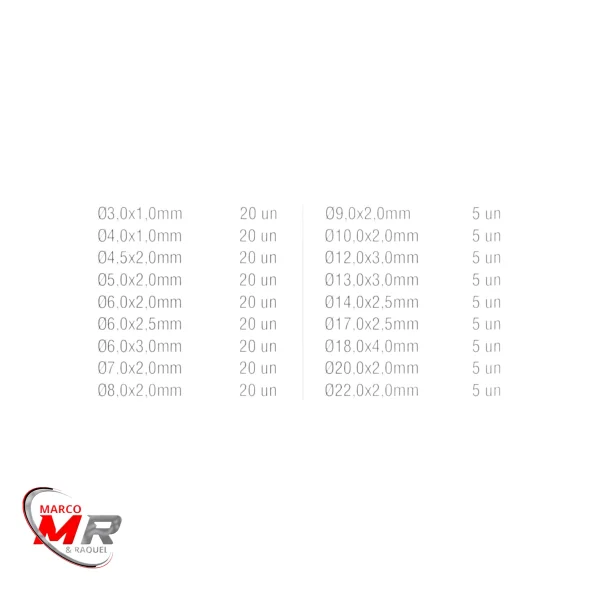 O-rings hnbr para ar condicionado caixa com 225 unidades.png